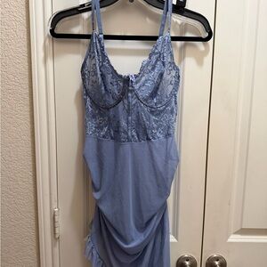 Elegant Blue Lace Chemise